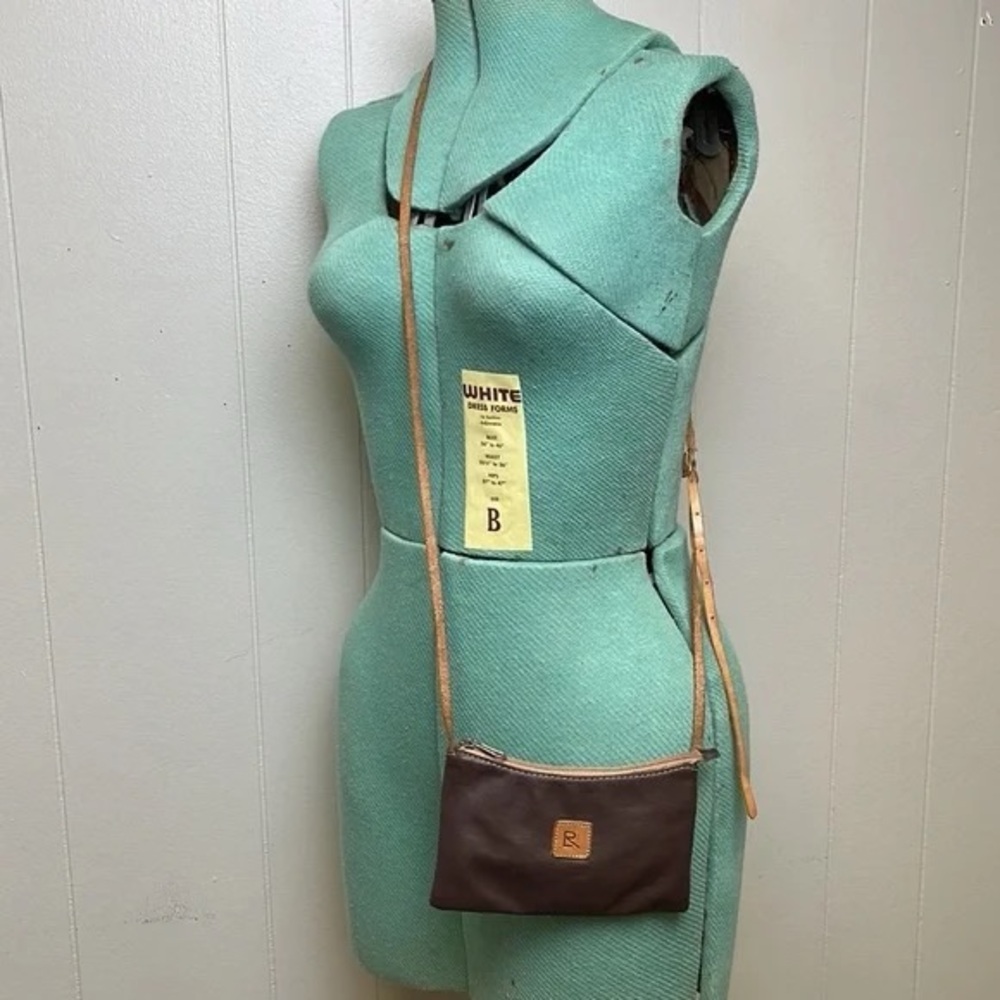 Ralph Lauren Brown Faux Leather Mini Crossbody Bag w/ Leather Details